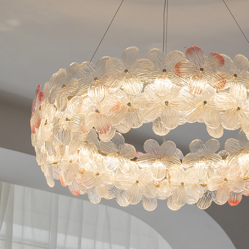 Elegant floral glass chandelier  details