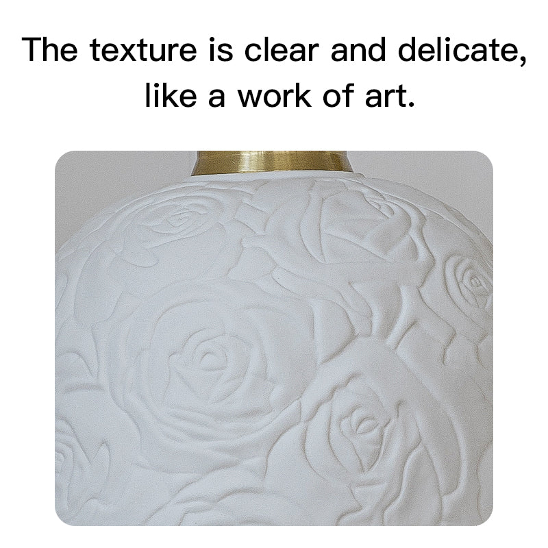 Retro Ceramic Pendant Light with Embossed Rose Design - Warm and Cozy Ambiance no.24068