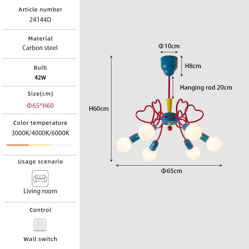 Cartoon style chandelier 6-Bulb size