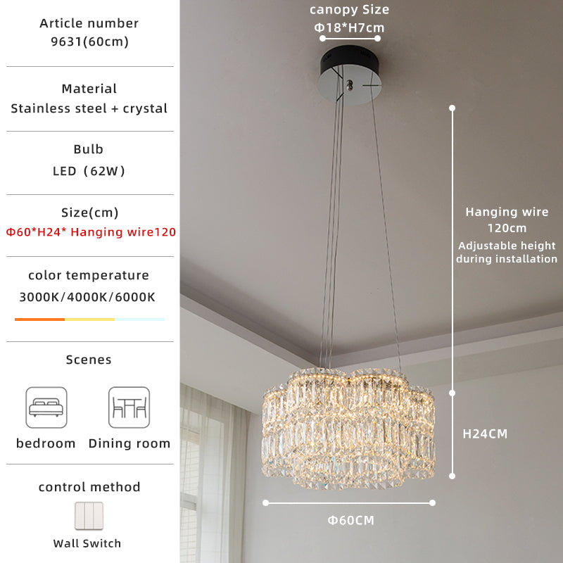 Tiered 3-Size Crystal Pendant Light Chandelier no.9631