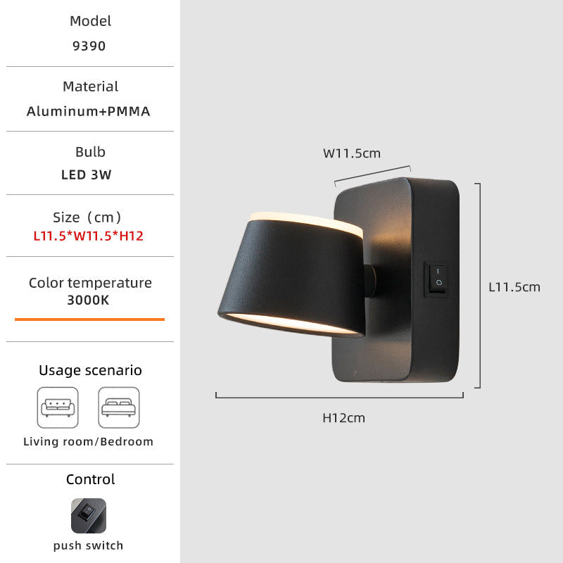 The lamp holder can adjust the black size of the minimalist wall lamp