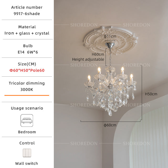 Chrome 8-Light Traditional Glass Crystal Chandelier no.9917