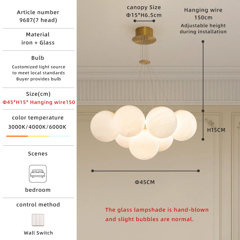 Balloon 13-Light Gold And White Glass Pendant Light no.9687