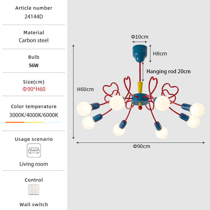 Cartoon style chandelier 8-Bulb size