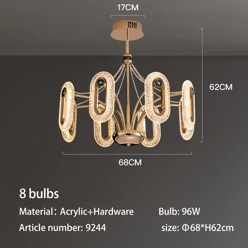 Soft Gold LED 8-Light Luxe Crystal Chandelier no.9244