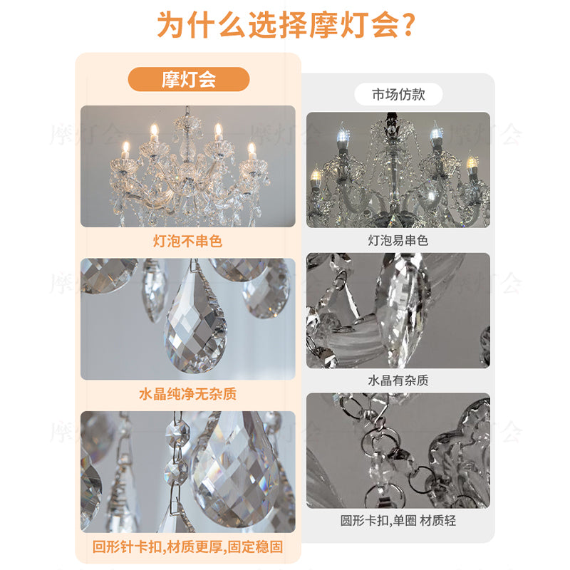 Chrome 8-Light Traditional Glass Crystal Chandelier no.9917