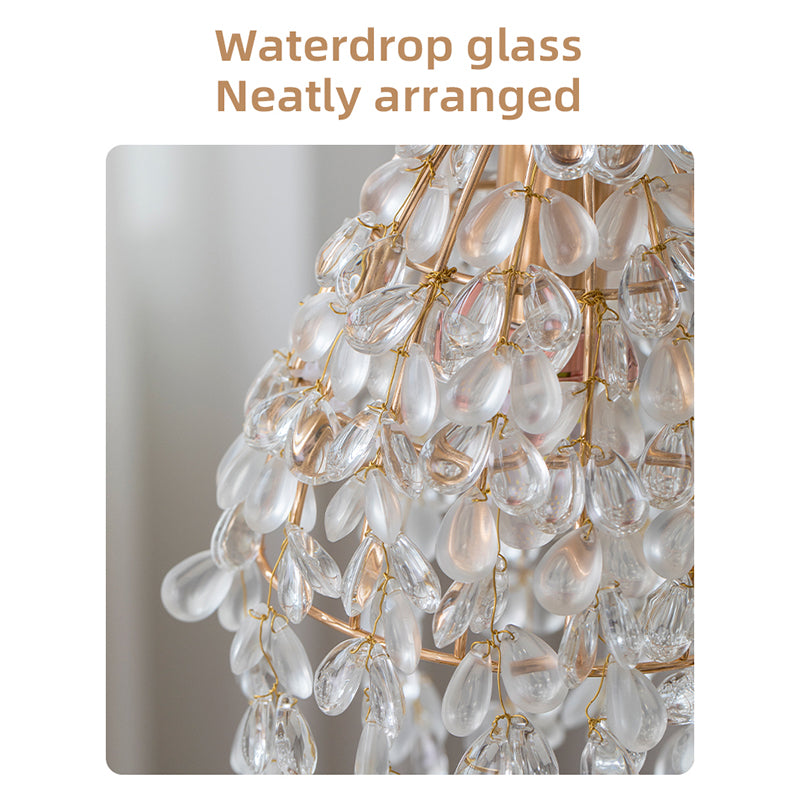 Grape Design Pendant light with Crystal Droplets&Elegant Gold no.24072