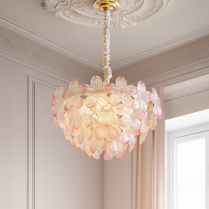 Pink floral glass chandelier