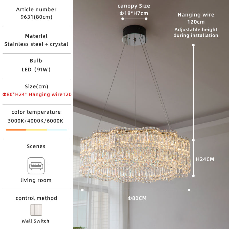 Tiered 3-Size Crystal Pendant Light Chandelier no.9631