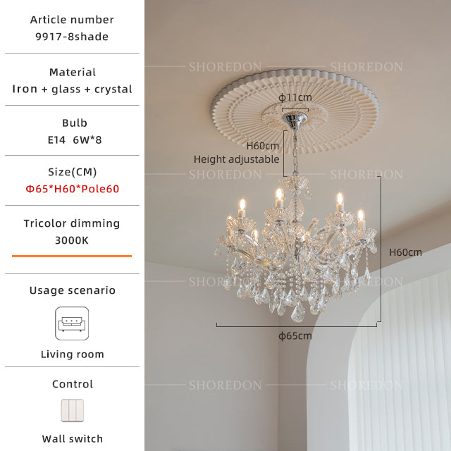 Chrome 8-Light Traditional Glass Crystal Chandelier no.9917