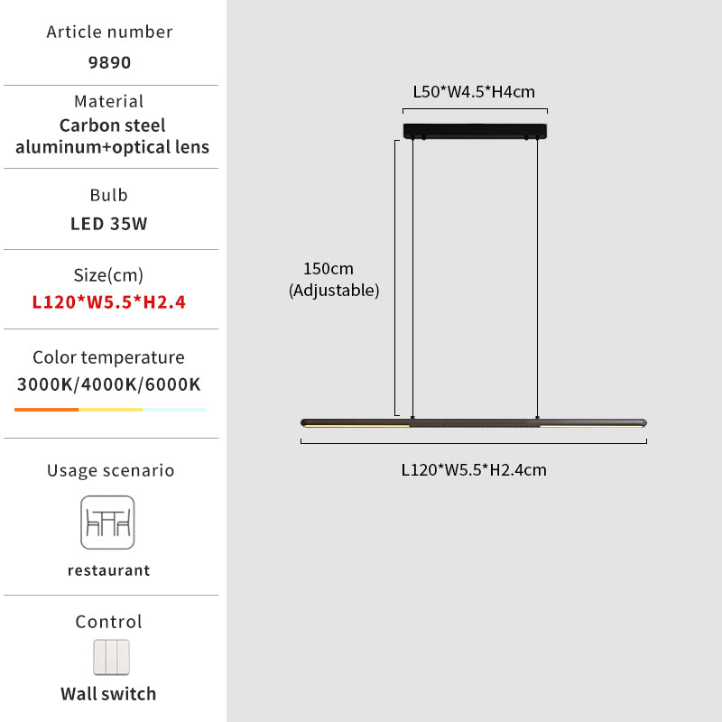 Minimalist dining light size