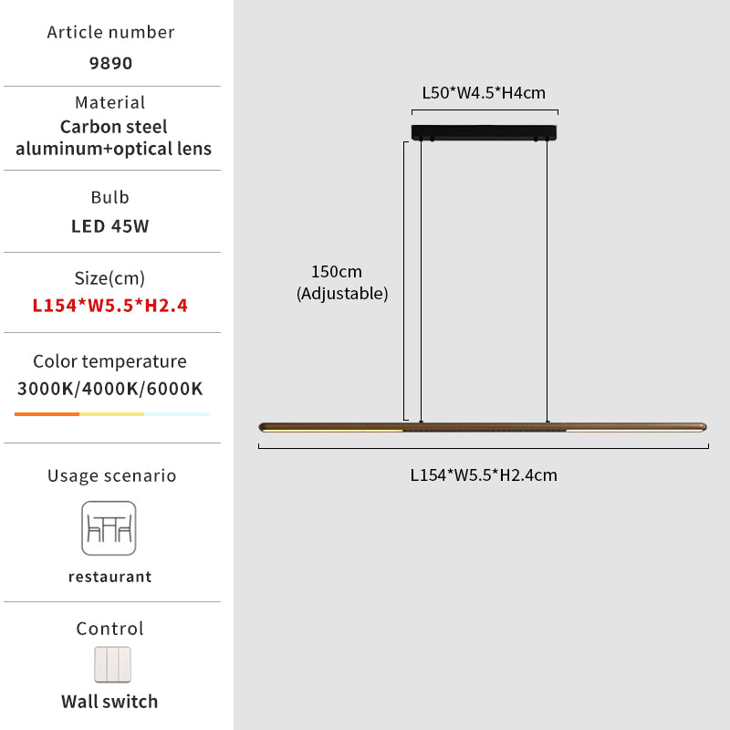 Minimalist dining light size