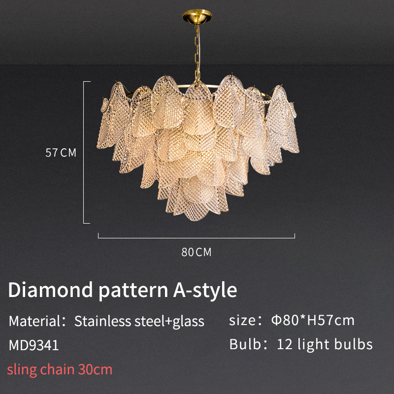 Smoke Glass and Soft Gold Pearl Pendant Light Chandelier no.9341