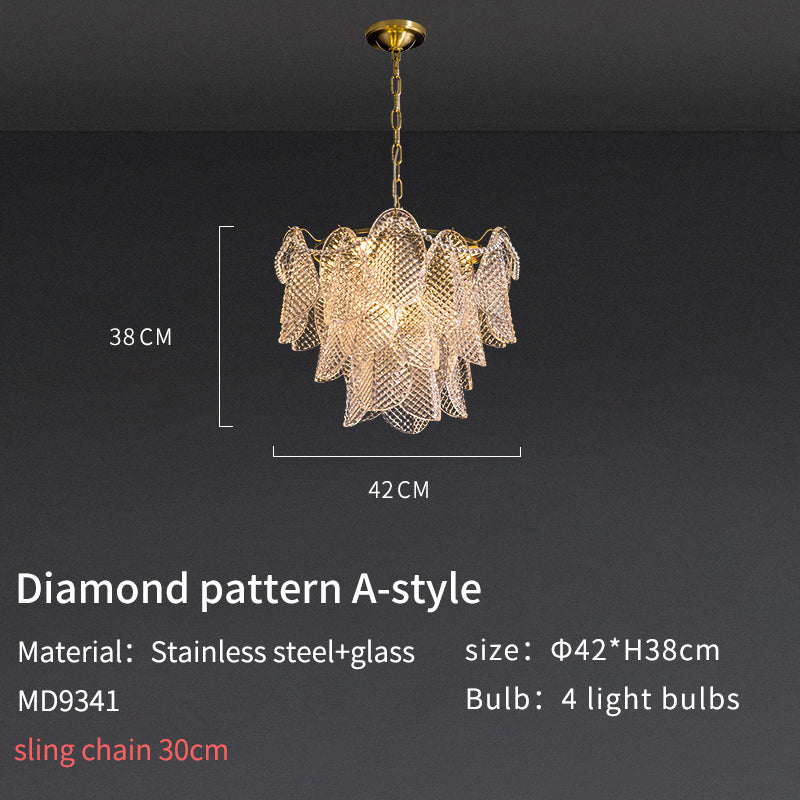 Smoke Glass and Soft Gold Pearl Pendant Light Chandelier no.9341