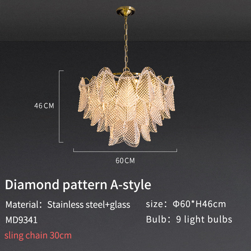 Smoke Glass and Soft Gold Pearl Pendant Light Chandelier no.9341