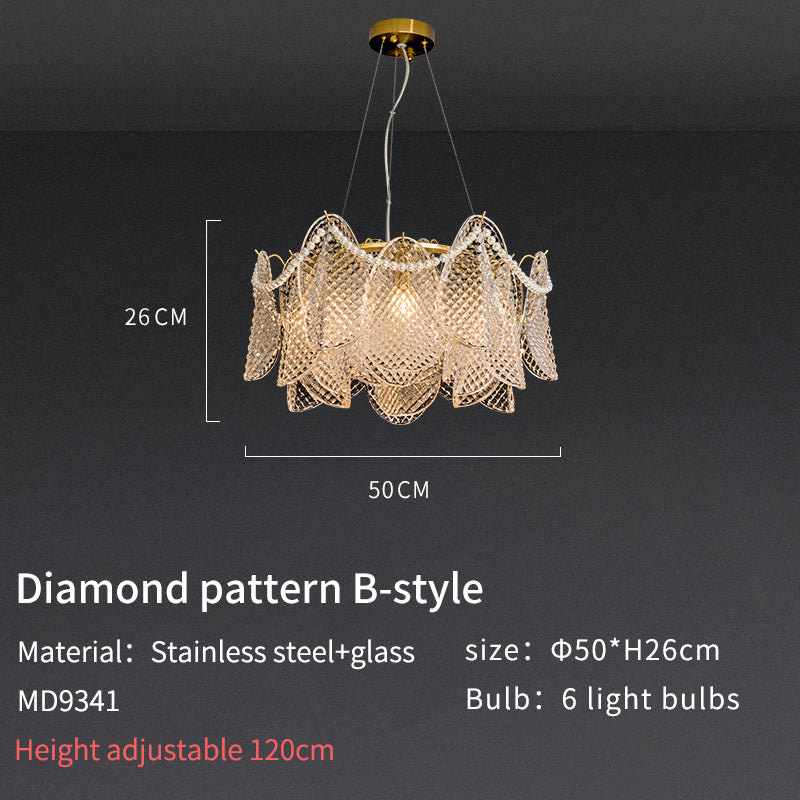 Smoke Glass and Soft Gold Pearl Pendant Light Chandelier no.9341