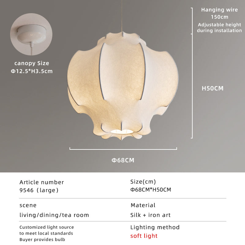 Silk White Octagonal Shape Large Pendant Light no.9546