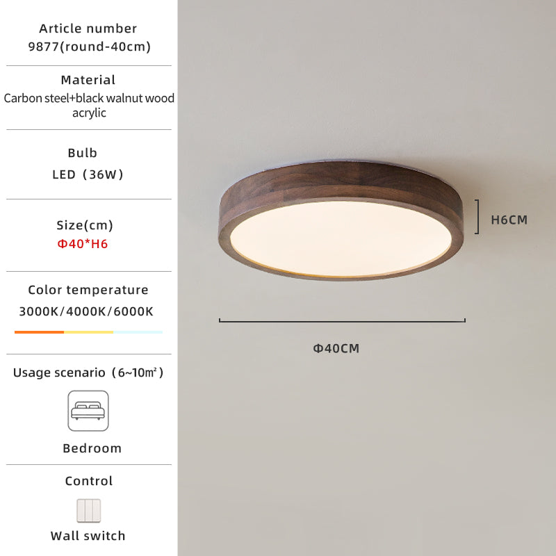 Round walnut ceiling light size