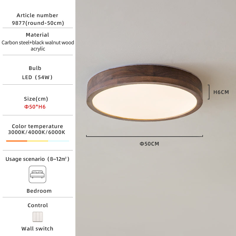 Round walnut ceiling light size