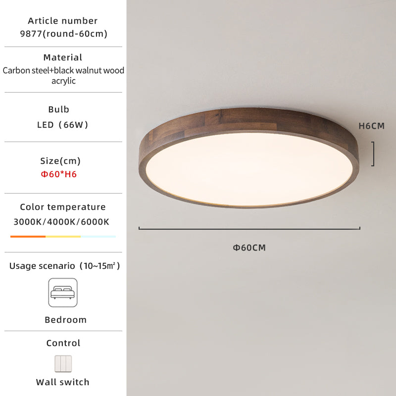 Round walnut ceiling light size