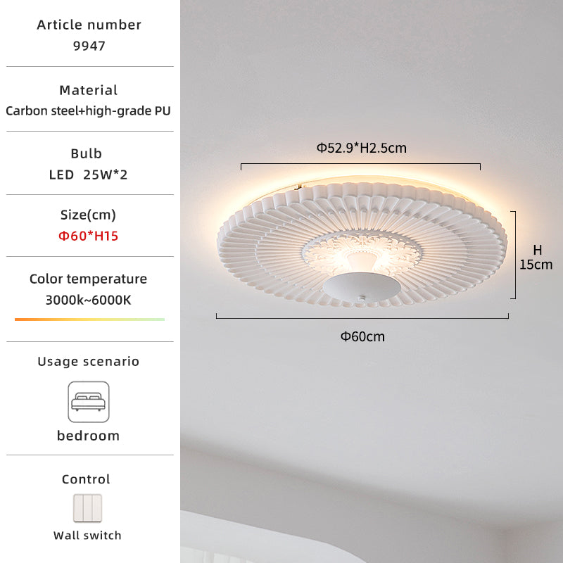 Gypsum Pattern Relief White LED Round Ceiling Light no.9947