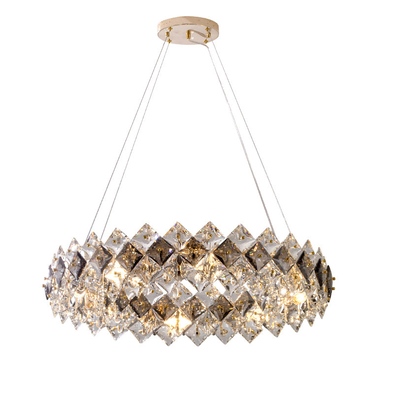 Soft Gold and Smoky Gray Crystal Modern Pendant Light Chandelier no.9148