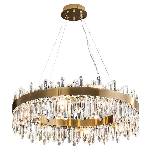 Brass 16-Light Crystal Rectangle Linear Chandelier no.9236