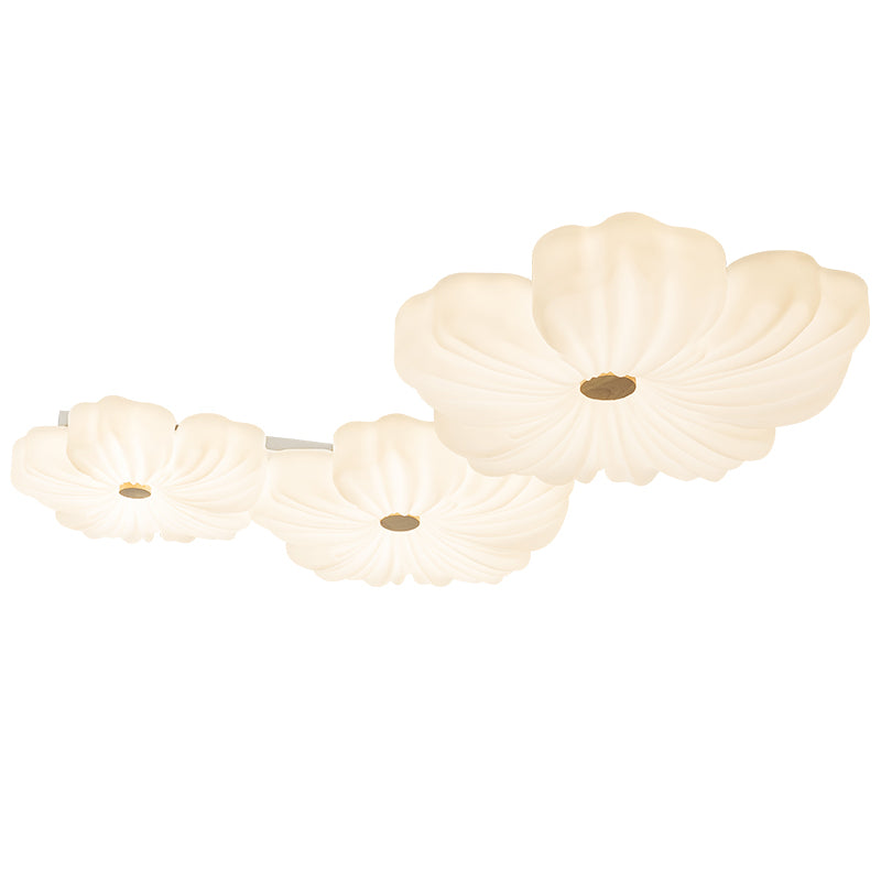 Modern White Flower Wood 3-Lap LED Ceiling Light no.9670