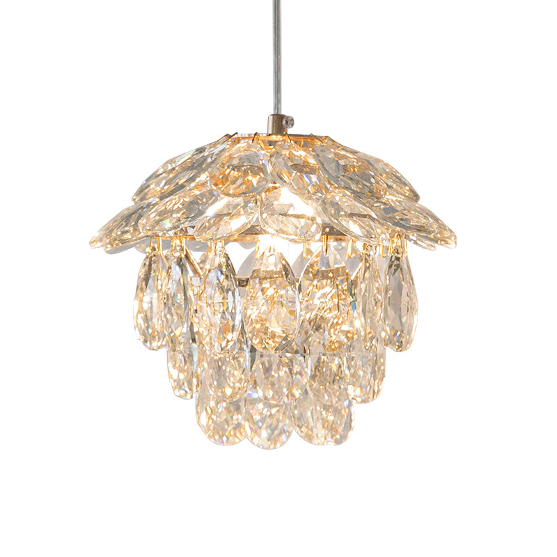 White Pine Cone Soft Gold LED Crystal Pendant Light no.24047