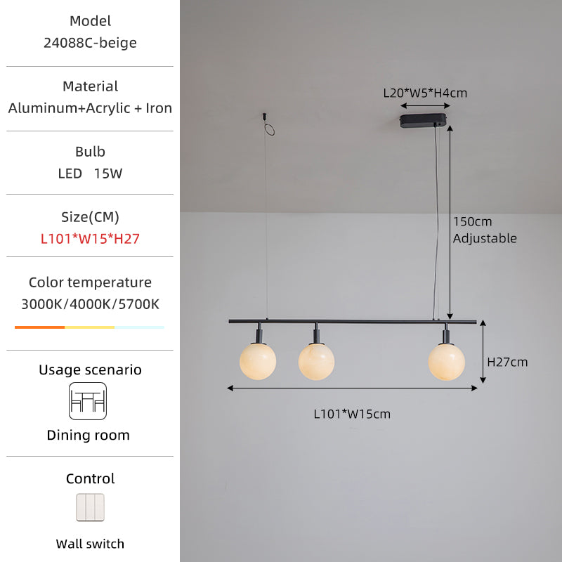 Beige trumpet for modern spherical dining room chandelier