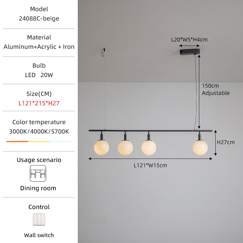 Modern spherical dining room chandelier beige large