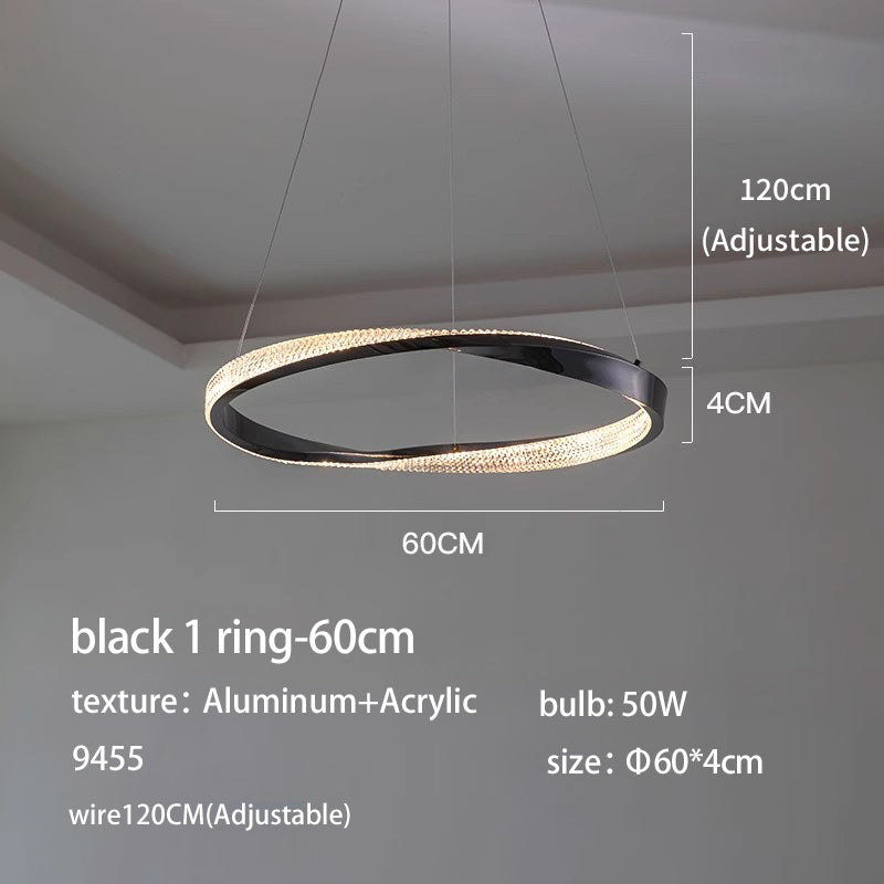 Aluminum and Acrylic Tiered Gold Ring Pendant Light no.9380