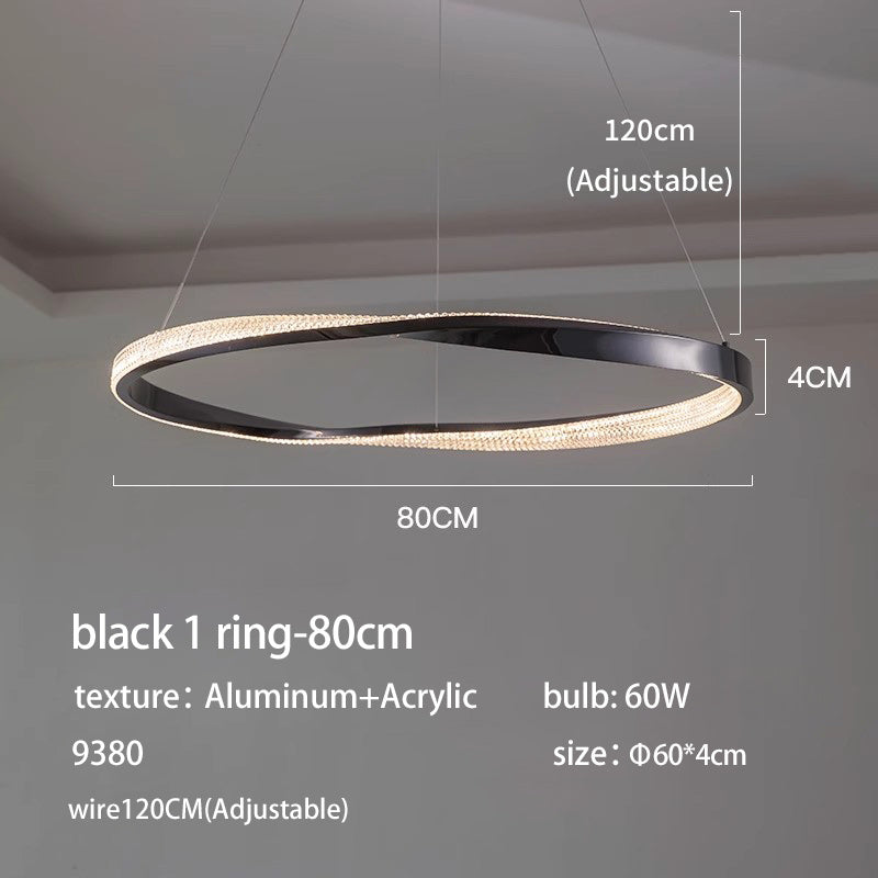 Aluminum and Acrylic Tiered Gold Ring Pendant Light no.9380