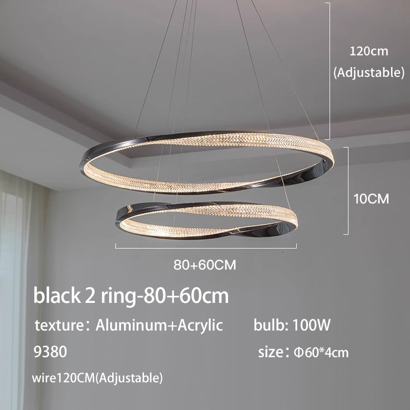 Aluminum and Acrylic Tiered Gold Ring Pendant Light no.9380