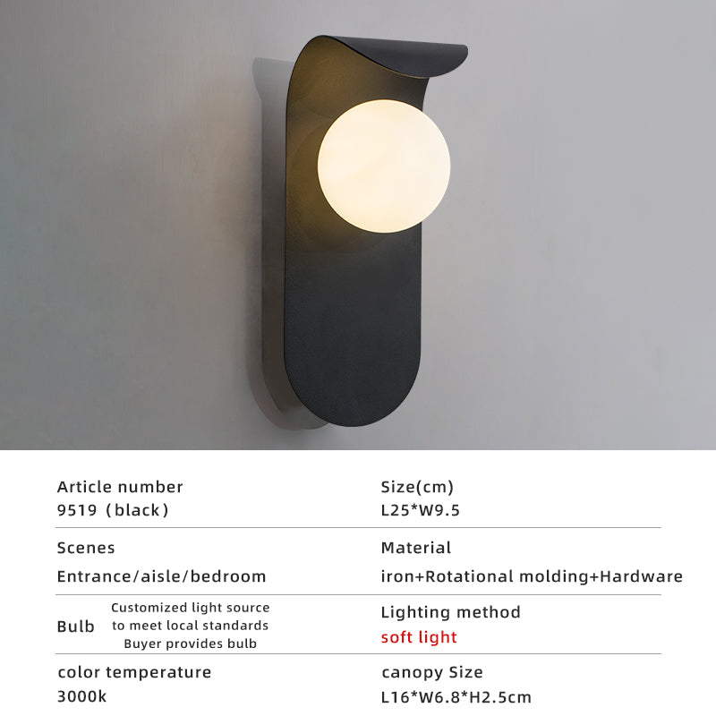 Minimalist black wall lamp size