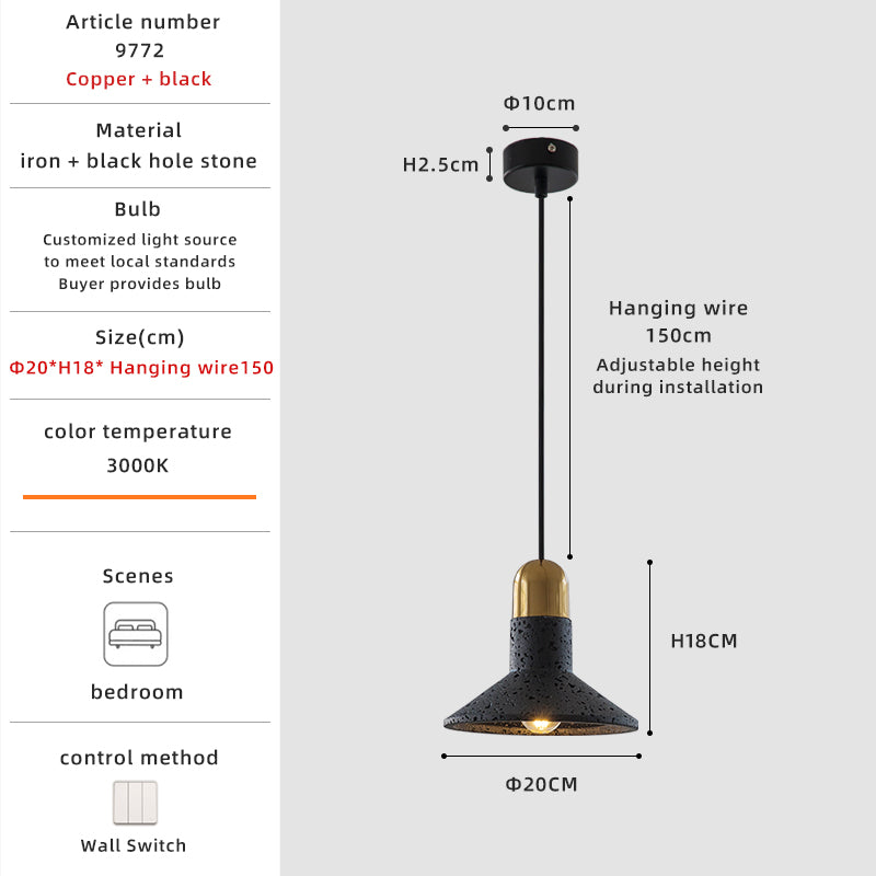 Modern bedside pendant size