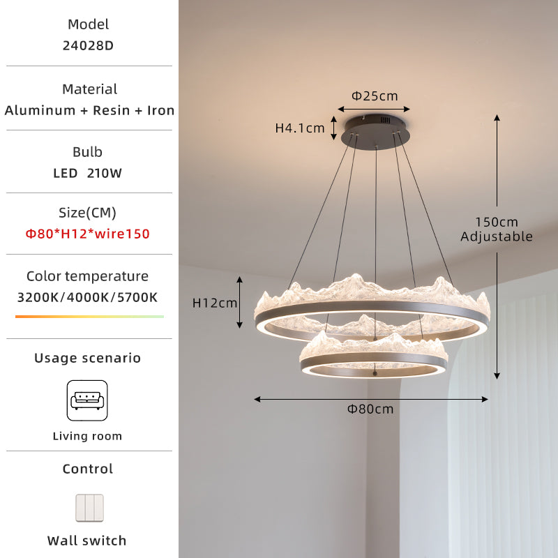 Mountain ring chandelier size