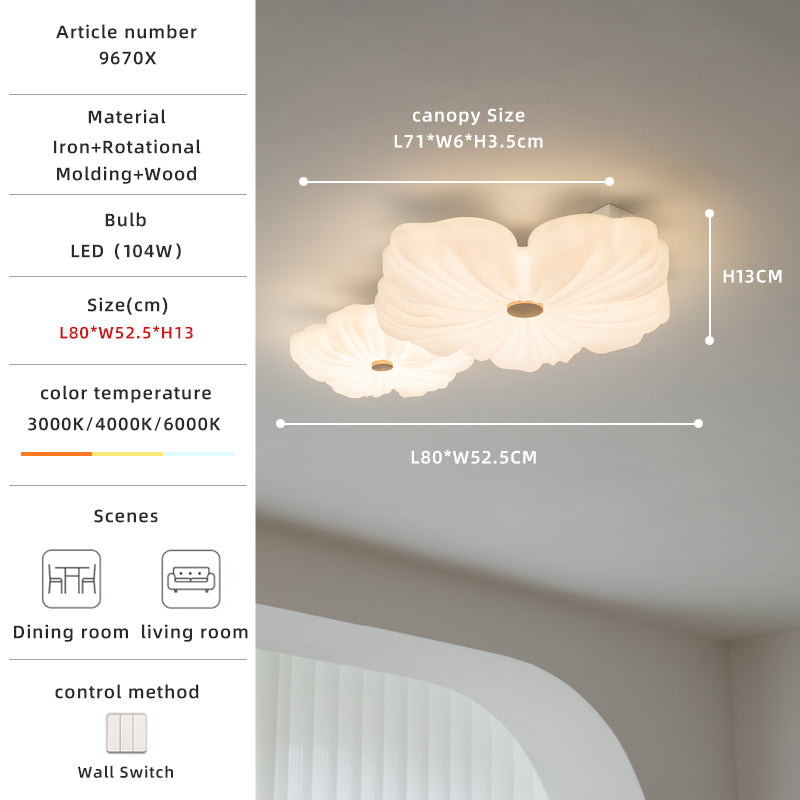 Modern White Flower Wood 3-Lap LED Ceiling Light no.9670