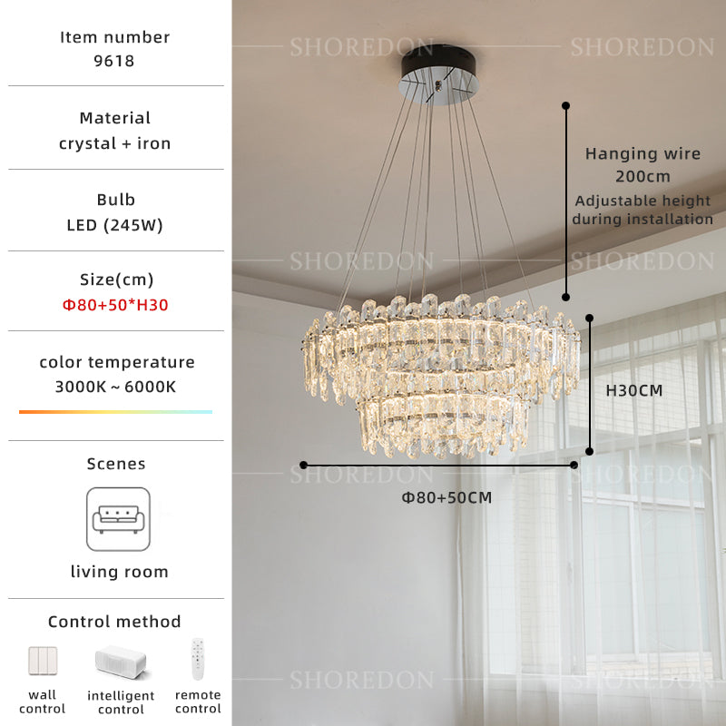 Chrome Crystal Chandelier - Modern Luxury Light 6-Sizes Available no.9618