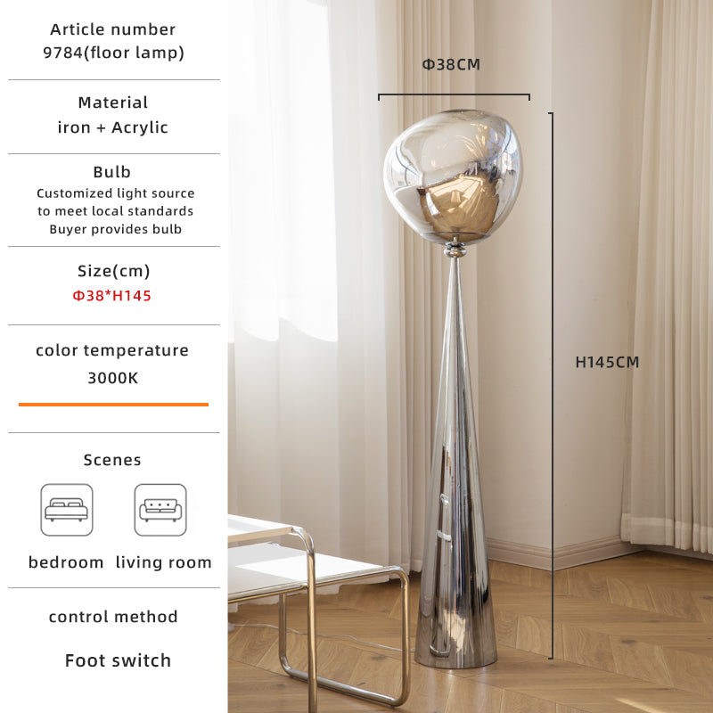 Luxurious glass orb floor lamp size