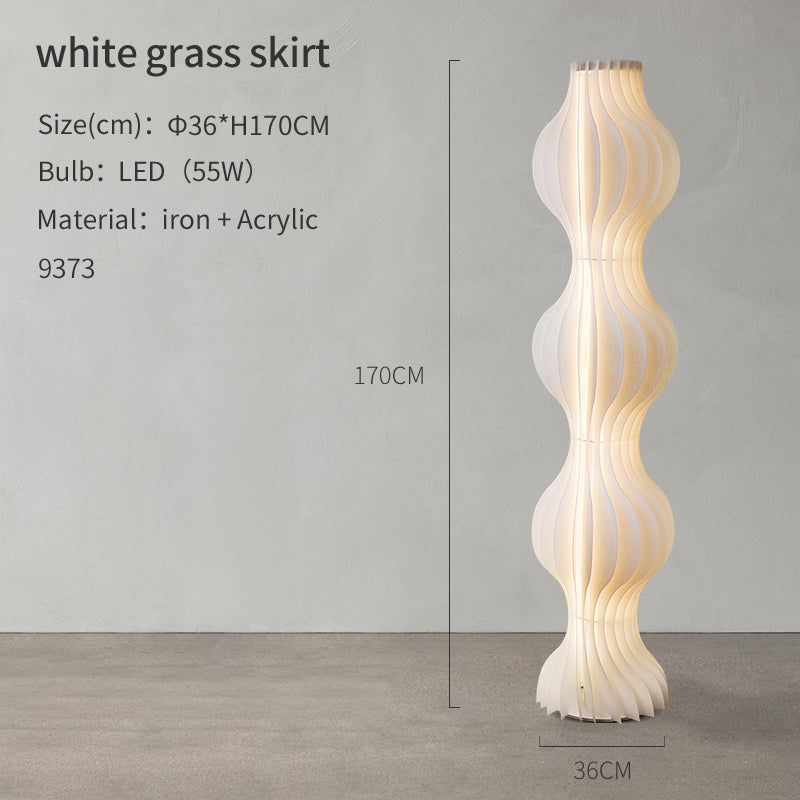 White grass skirt lamp