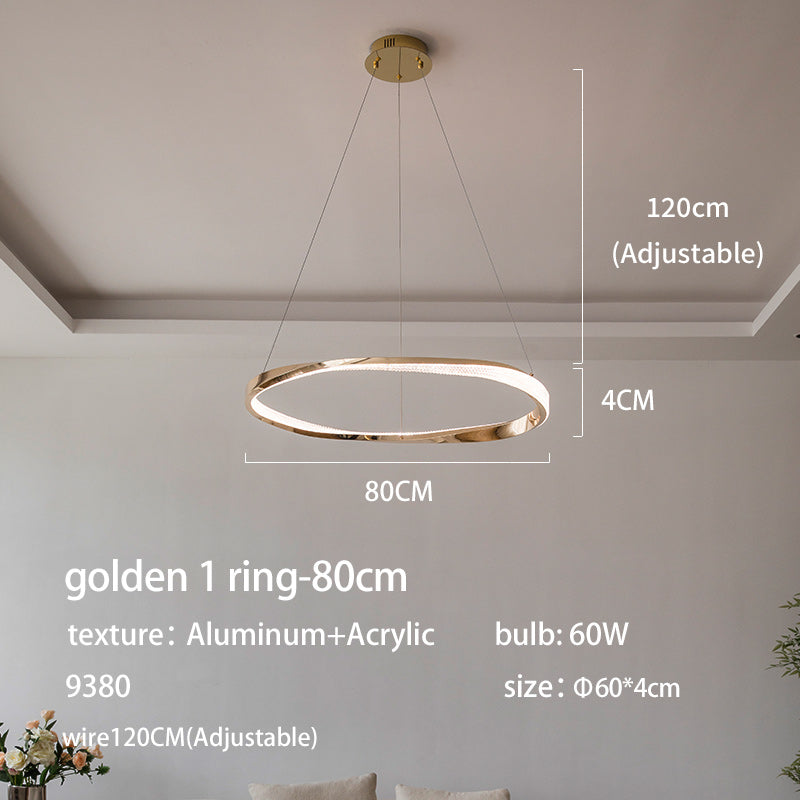 Aluminum and Acrylic Tiered Gold Ring Pendant Light no.9380