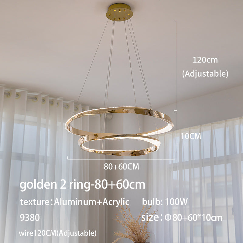 Aluminum and Acrylic Tiered Gold Ring Pendant Light no.9380