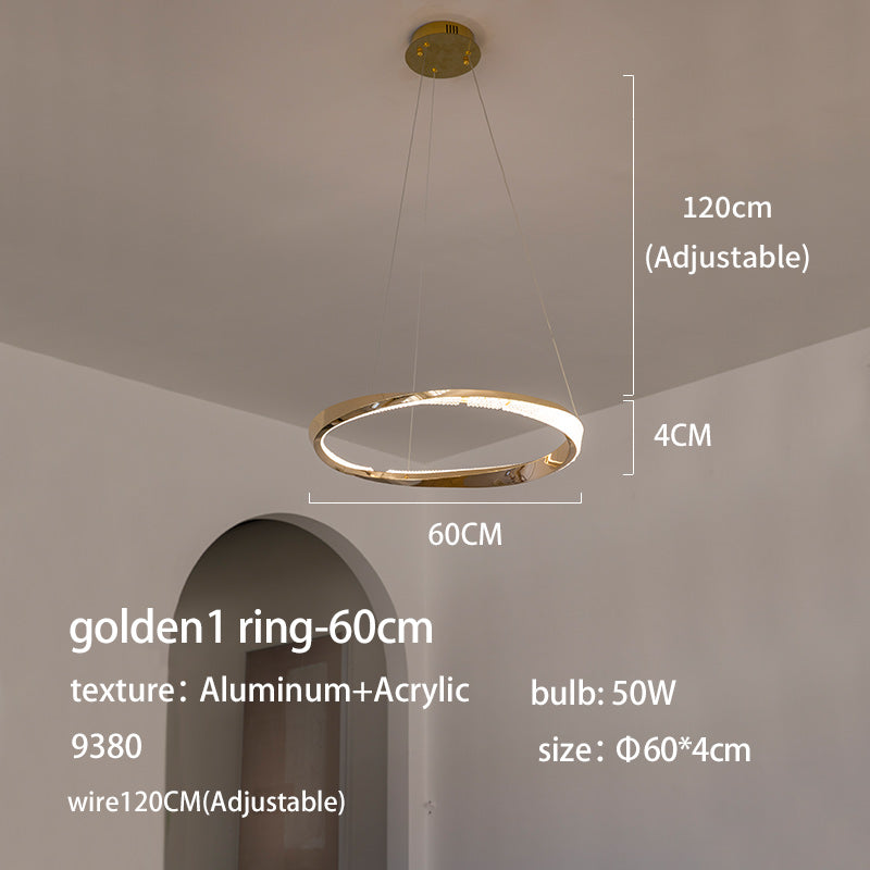 Aluminum and Acrylic Tiered Gold Ring Pendant Light no.9380