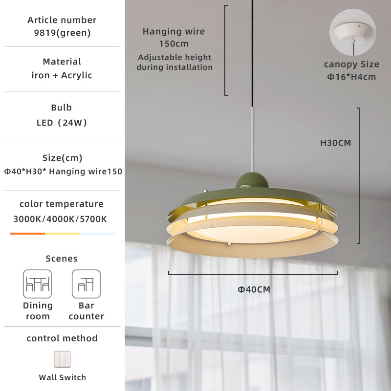 Frisbee  Modern Metal 2-Color Dome Pendant Light no.9819