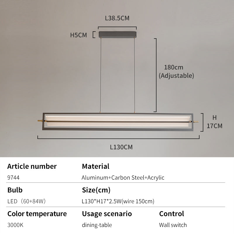 Modern dining light dimensions