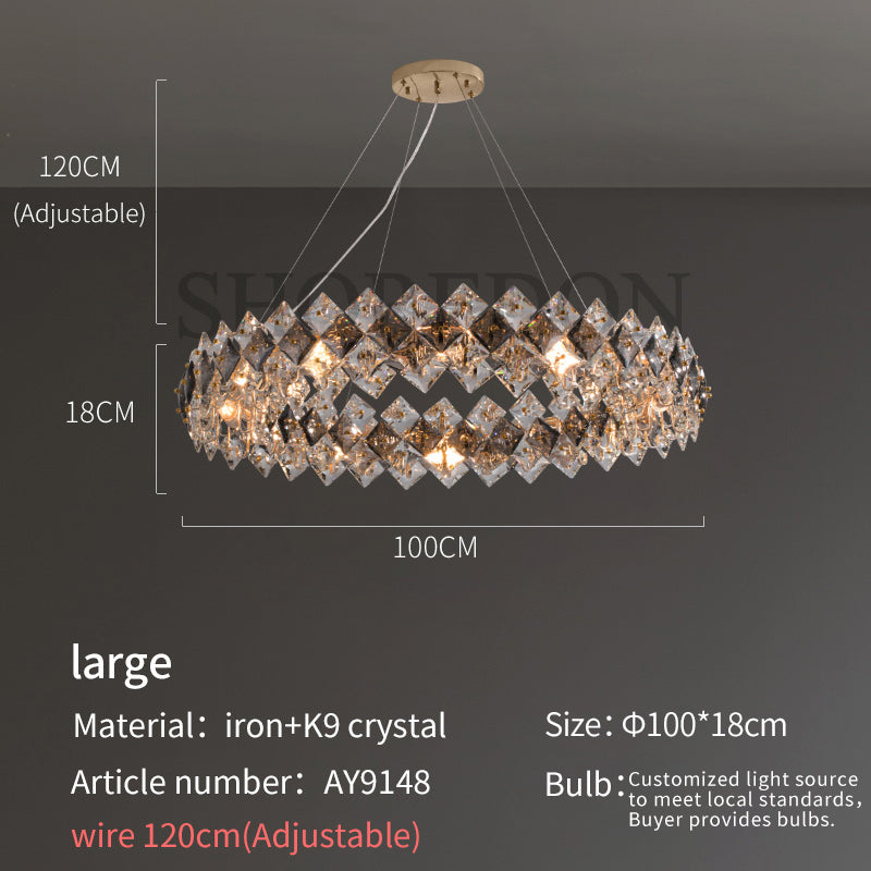 Soft Gold and Smoky Gray Crystal Modern Pendant Light Chandelier no.9148