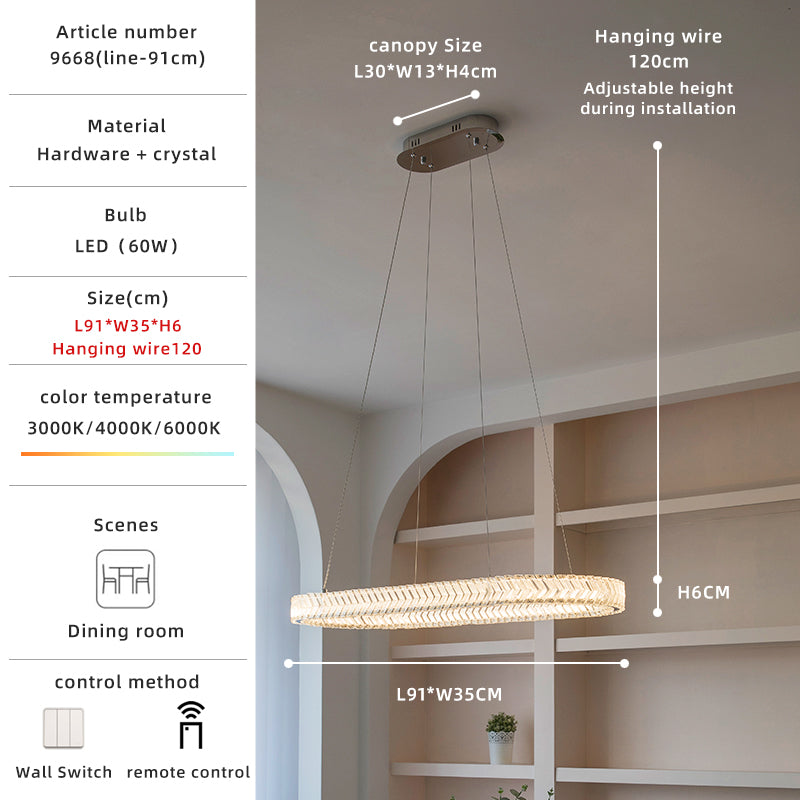 Chrome and Crystal LED Ring Pendant Light Chandelier no.9668