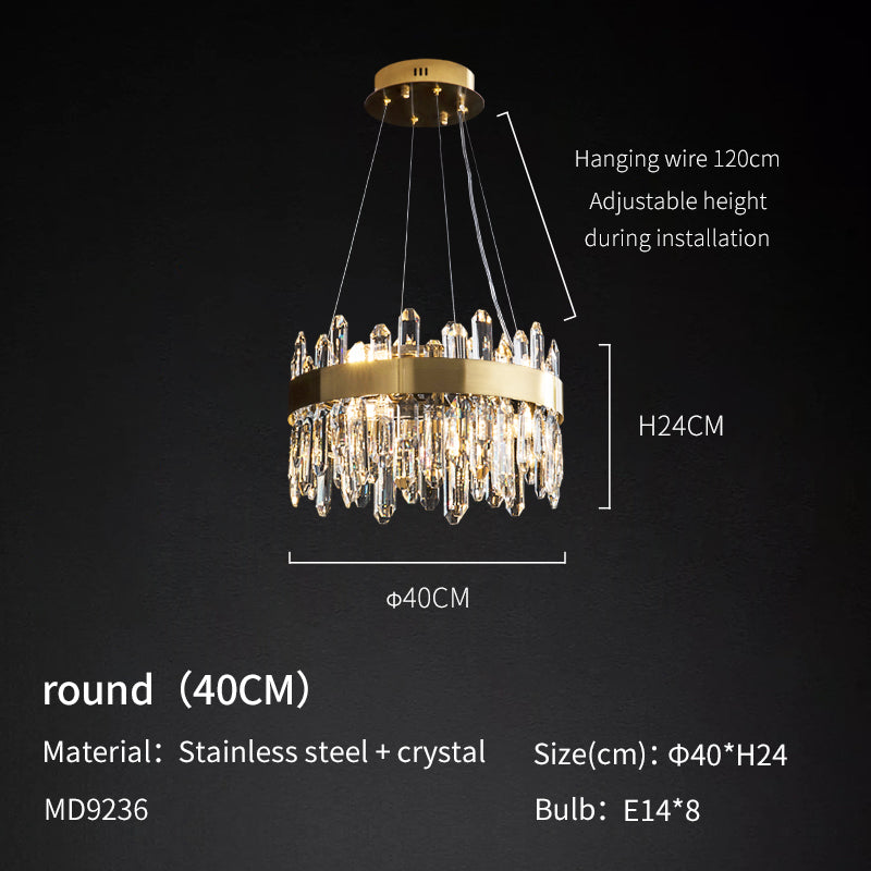 Brass 16-Light Crystal Rectangle Linear Chandelier no.9236