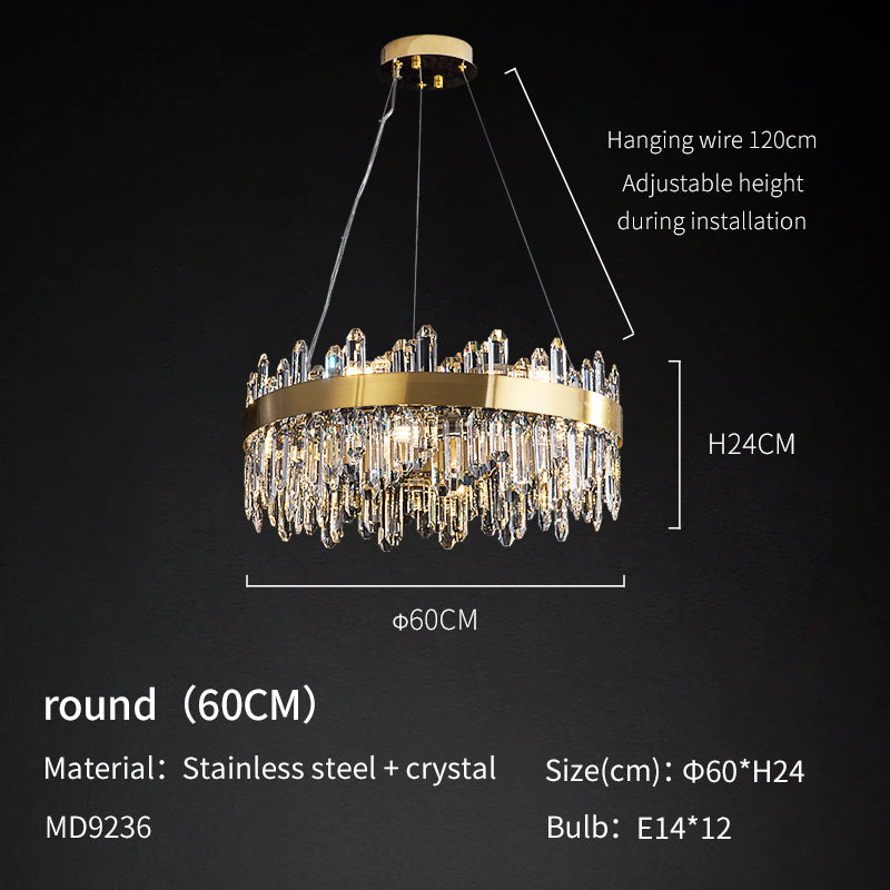 Brass 16-Light Crystal Rectangle Linear Chandelier no.9236